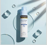 Neutrogena Ultra Sheer Body Mist Sunscreen Spray Broad Spectrum SPF 70, Lightweight, Non-Greasy & Water Resistant, Oil-Free & Non-Comedogenic UVA/UVB Sunscreen Mist, 5 oz